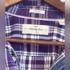 Hawker Rye Medium Men's Purple Plaid Casual Button-Down Shirt Stretch Office